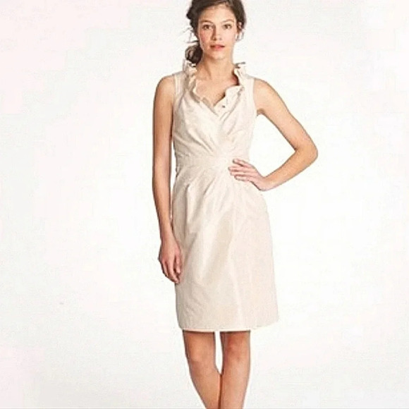J. CREW Blakely Taffeta 100% Silk cream dress. Size 6 - Picture 2 of 7